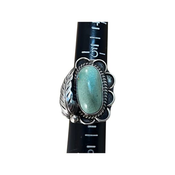 Vintage Green Turquoise Ring, Native American Indian Ring Sz 6.5 - Picture 10 of 12